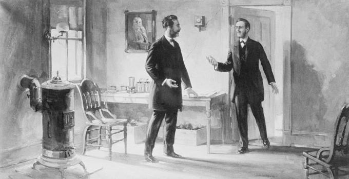 Alexander Graham Bell och Thomas Watson arbetade tillsammans i Boston 1887.