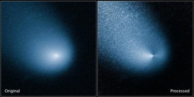 En komet sett av Hubble Space Telescope