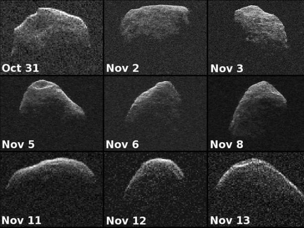 asteroiden Apophis sett i radarbilder.