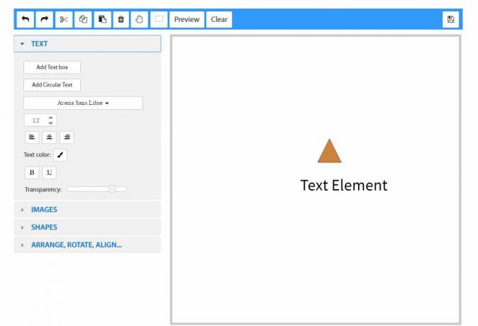 Skärmdump av arbetsytan hos Free Logo Maker