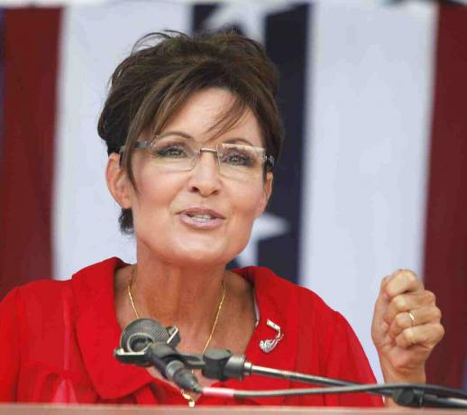 Sarah Palin talar vid ett Tea Party-rally den 14 juli 2012 i Belleville, Michigan.