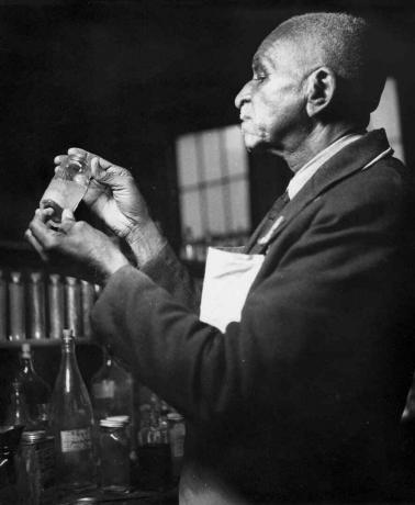 George Washington Carver på jobbet på Tuskegee i september 1938.