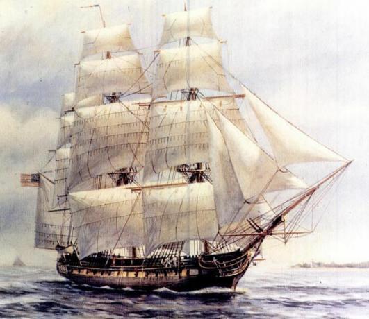 USS Chespeake under segel