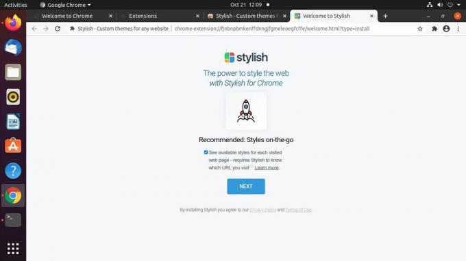 Google Chrome Stylish installerat