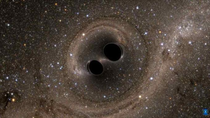 svarta hål som kolliderar för att skapa gravitationsvågor