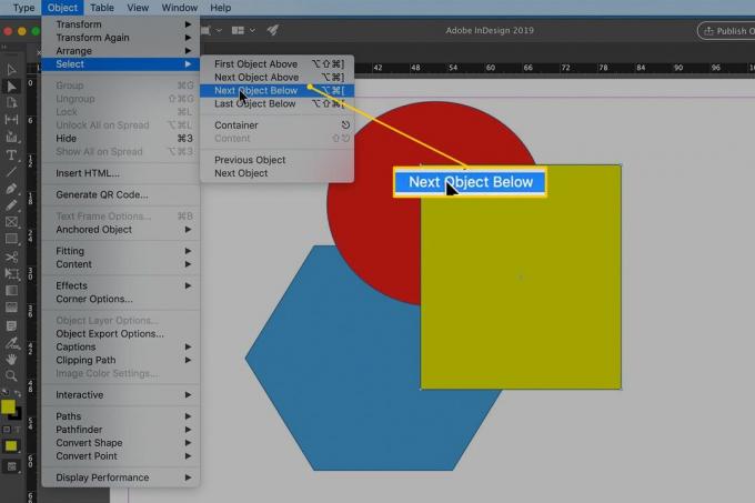 Nästa objekt Under menyalternativet i menyn Select / Object för Indesign