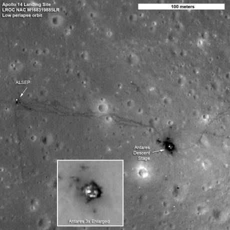 visuellt bevis på att Apollo 14 landar