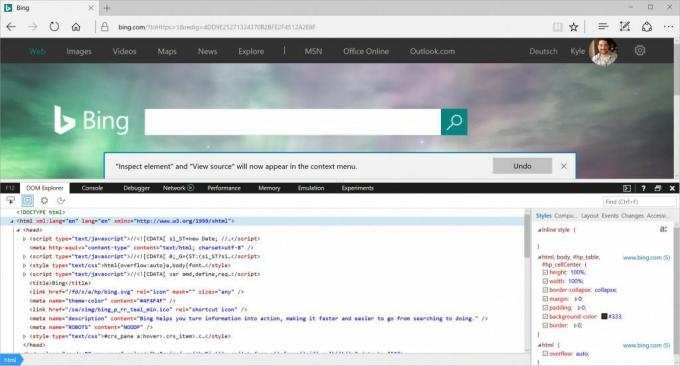 Inspektera webbelement i Microsoft Edge