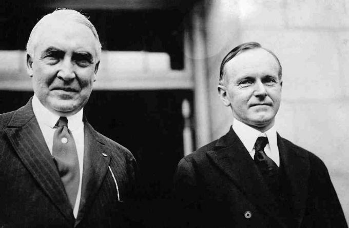 fotografi av Warren Harding och Calvin Coolidge