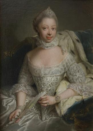 Porträtt av prinsessan Charlotte av Mecklenburg-Strelitz (1744-1818)