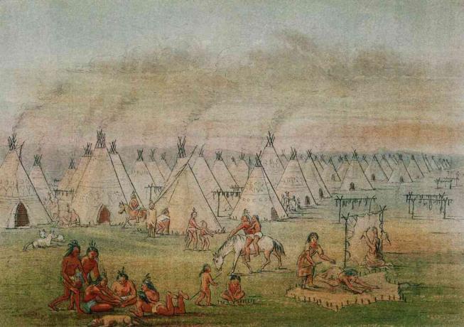 Gravering av en Comanche by av George Catlin