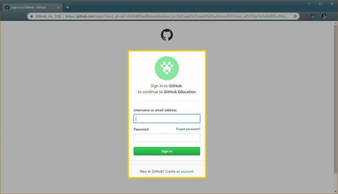 En skärmdump av GitHub-inloggningssidan.