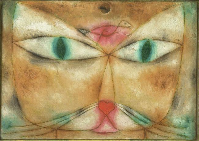 Katt och fågel. Konstnär: Klee, Paul (1879-1940)