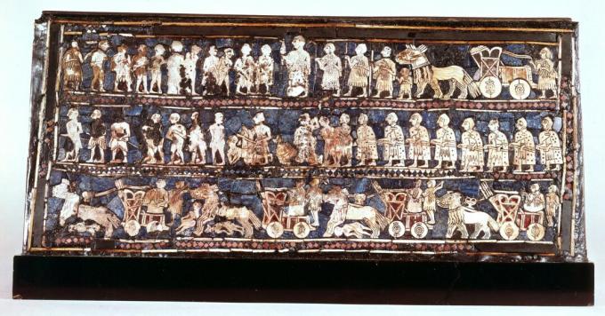 Standard av Ur, krigsidan, från den kungliga kyrkogården i Ur, Sumerian, c2500 f.Kr.