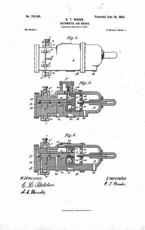 patent för Granville T. Woods automatiska luftbroms, 1902