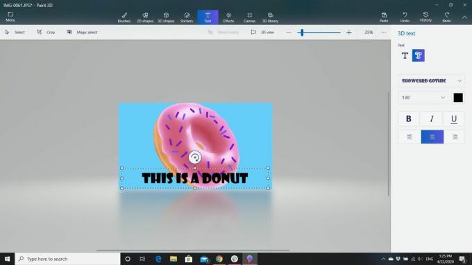 Med Paint 3D kan du lägga till text i en miniatyrbild