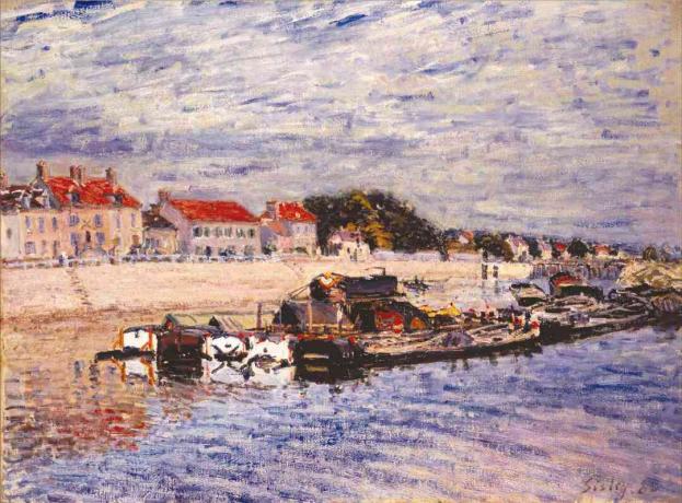 alfred sisley pråmar på loing