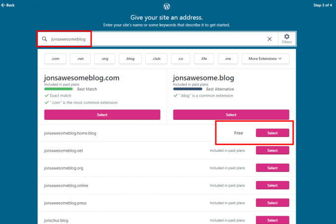 WordPress.com gratis URL-alternativ