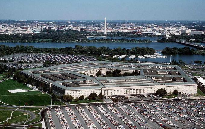 Flygfoto över Pentagon, högkvarter för det amerikanska försvarsdepartementet.