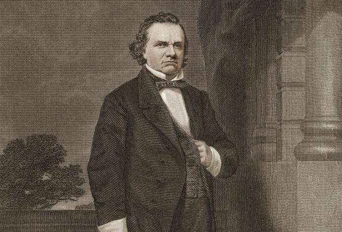 Graverat porträtt av senator Stephen Douglas