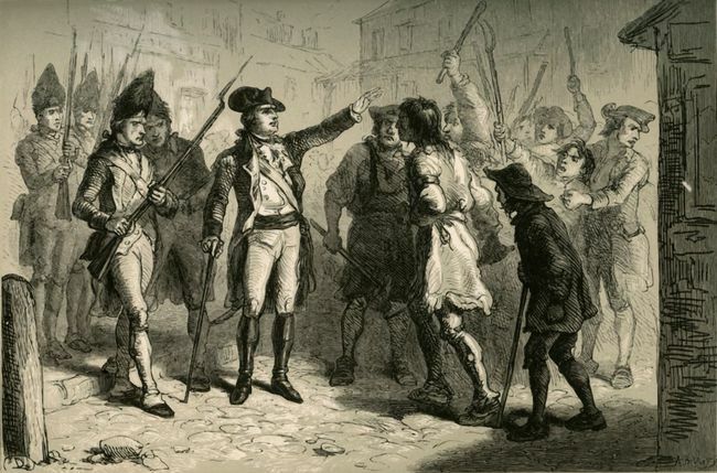 Den brittiske kungliga guvernören William Tryon konfronterar North Carolina Regulators 1771