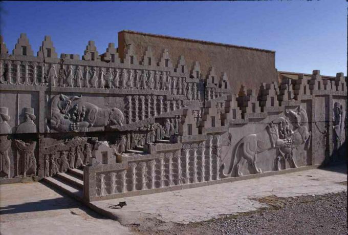 Hjälpskulptur på Apadana trappa i Persepolis