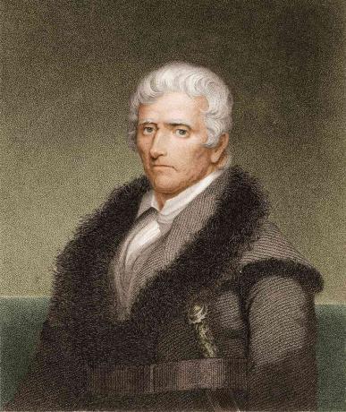 graverat porträtt av Daniel Boone