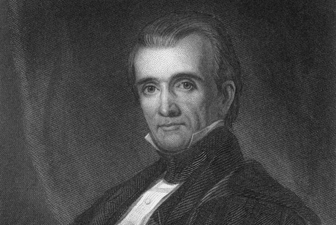 Graverat porträtt av James K. Polk