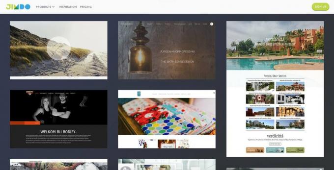 En skärmdump av Jimdo.com.