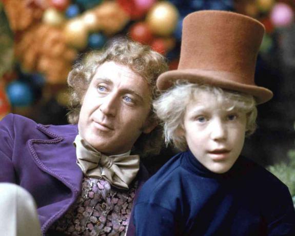 Gene Wilder och Peter Ostrum i karaktär som Willy Wonka och Charlie