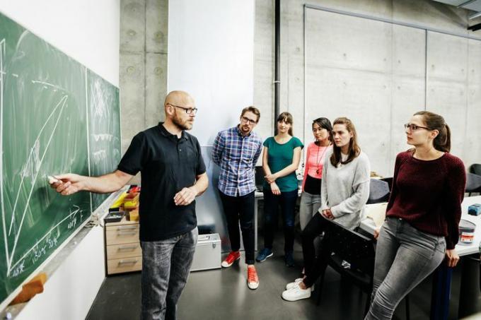 Studenter som lär sig att kartlägga matematiska ekvationer på ett kartesiskt plan.