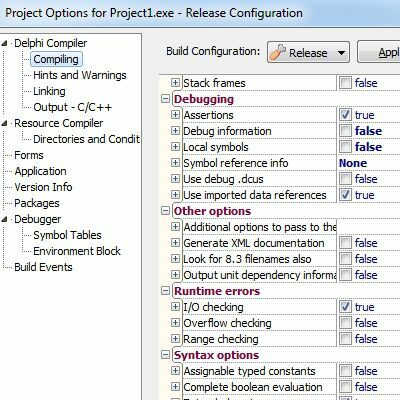 Delphi Release Build Configuration