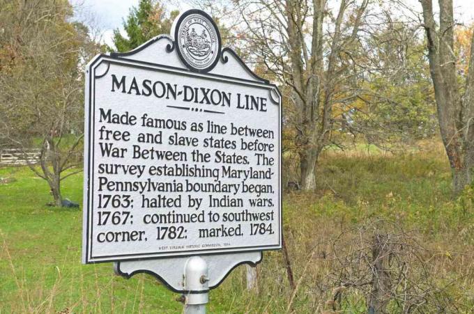 Skyltmarkering av historiska Mason – Dixon Line